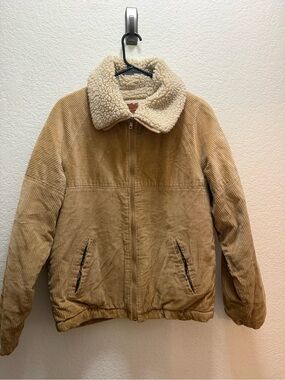 Womens Tan Corduroy Jacket with Sherpa Collar